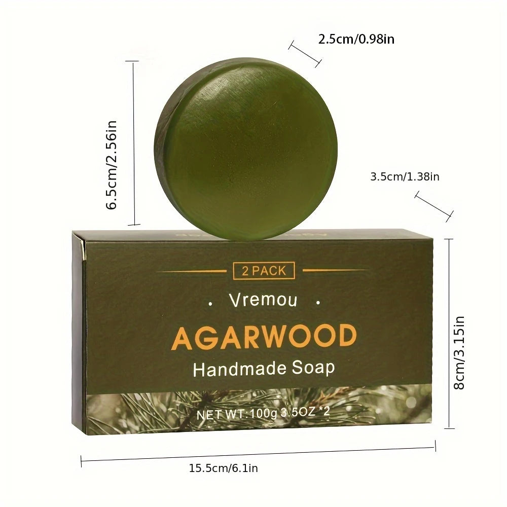 2 Pack Handmade Agarwood Soap] 2 Pack of Agarwood Soap Essential Oil Handmade Soap Sandalwood Soap