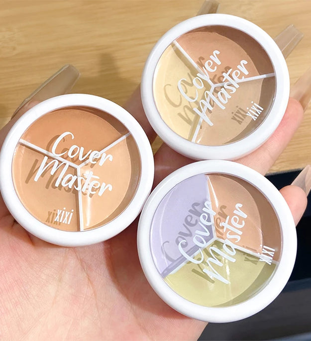 XIXI Pure Holding Makeup Three Color Concealer Spot Acne Print Repair Foundation Dark circles are not easy to stick powder