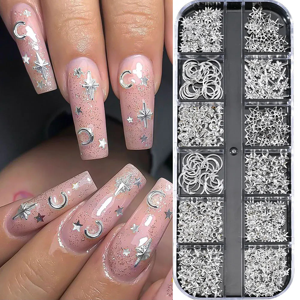 12Grids Mini Caviar Beads Nail Art Decorations Metal Gold/Silver Micro Ball Nail Charms Magnetic Pen 0.5~3mm Ball Nail Jewelry