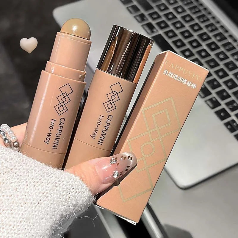 Double-head Face Bronzer Contour Stick Cream Makeup Light Dark Shadow Lasting Concealer Facial Brighten Contouring With Brush