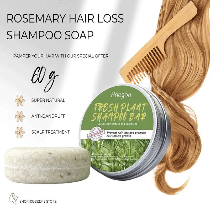 Rosemary Hair Loss Shampoo Soap Deep Cleansing For Hair & Scalp Massage,Strengthen Hair Roots Dry Damaged Hair Treatment Soap - BlissFully