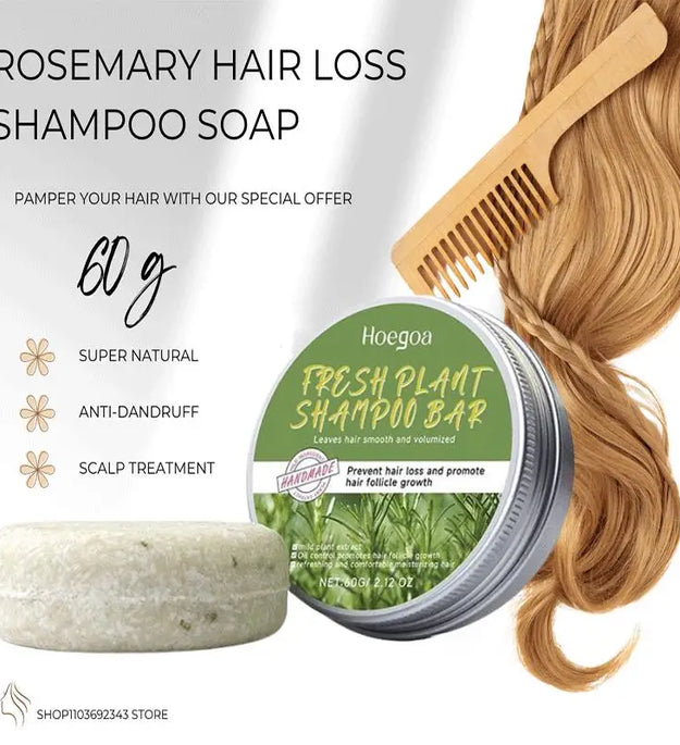 Rosemary Hair Loss Shampoo Soap Deep Cleansing For Hair & Scalp Massage,Strengthen Hair Roots Dry Damaged Hair Treatment Soap - BlissFully