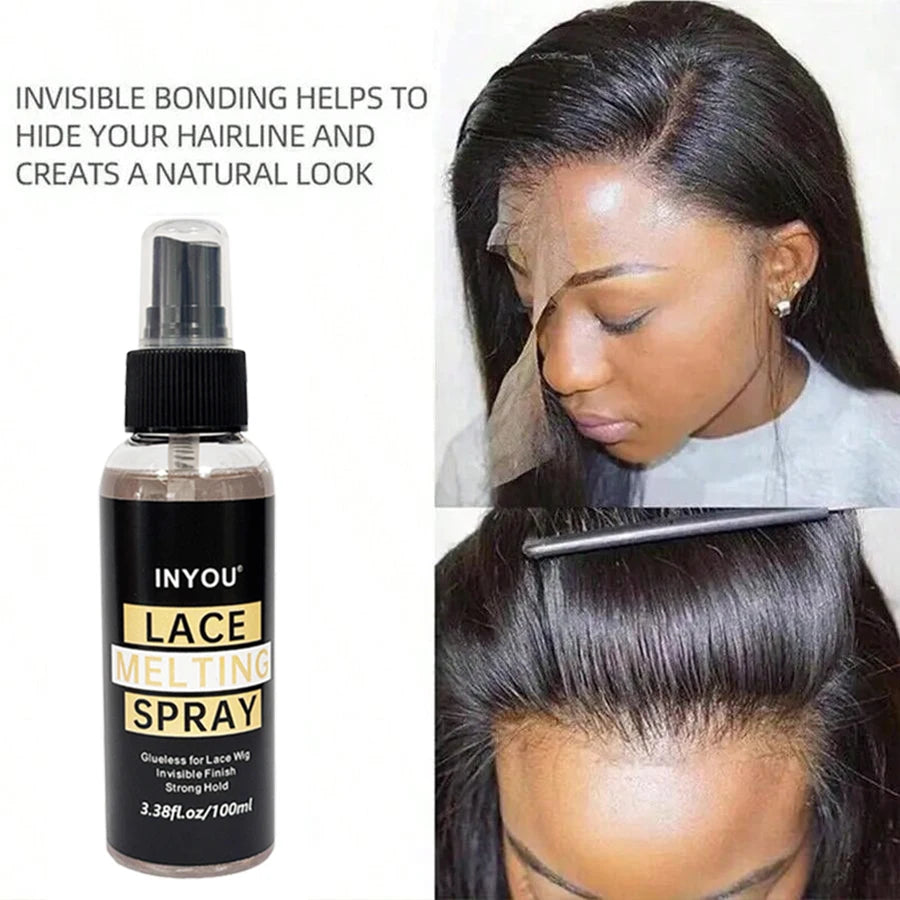 100ML Lace Wig Melting And Holding Spray Strong Natural Finish Wig Adhesive Glue for Lace Front Melt Super Hold Hair Spray - BlissFully