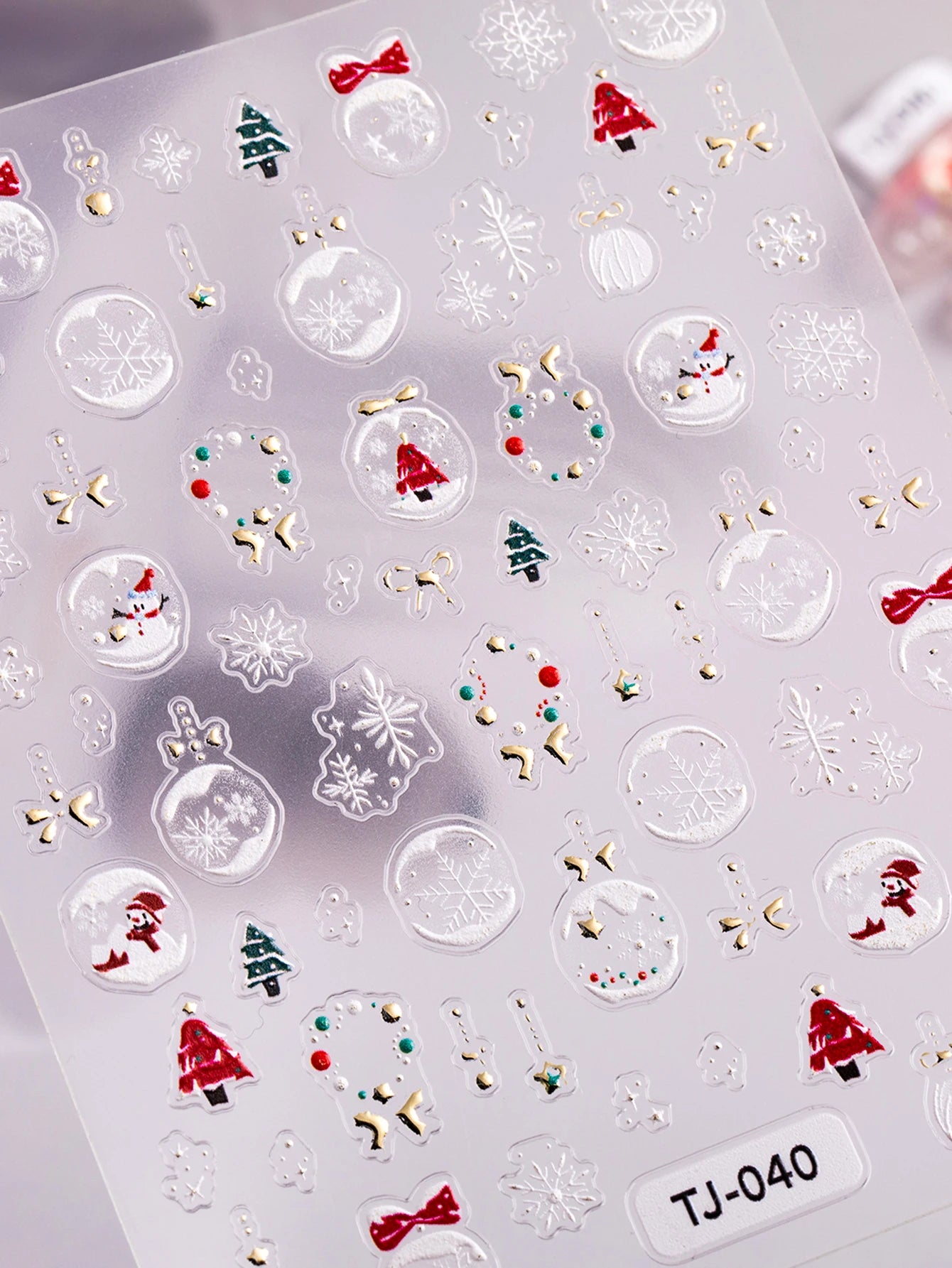 1/2pcs Winter Christmas Ball Snowflake Nail Stickers 5D Relief White Hollow Christmas Celebration Nail Stickers Decorations