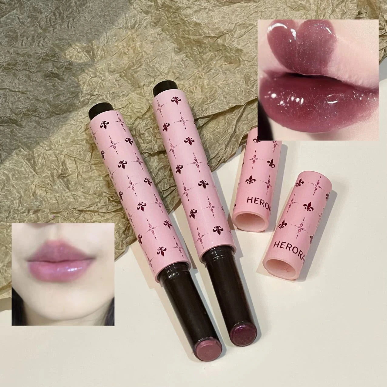 Mulberry Purple Shimmer Lip Jelly Pen Moisturizing Mirror Water Light Solid Lip Gloss Film-forming Non-Fading Gloss Lipstick