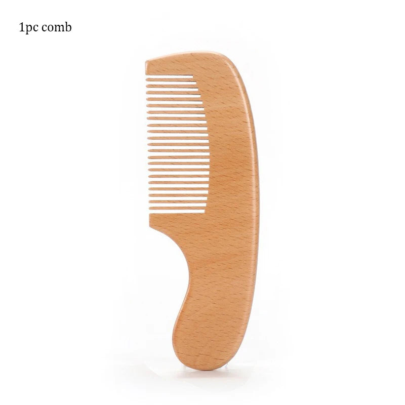 1/2 Pieces of Baby Natural Wool Wood Brush Comb Set Newborn Comb Head Massager Shower Brush Comb Baby Shower Gift