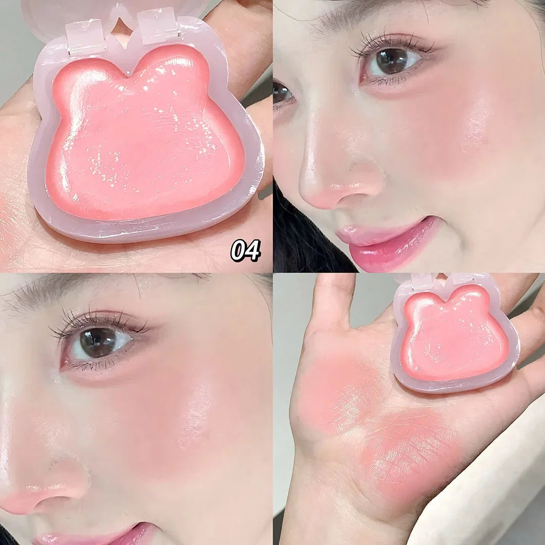 Wet and Bright Highlighter Plate Natural Water Light Clear Contour Shading Brightening Face Cute Rabbit Blusher Cream Make Up