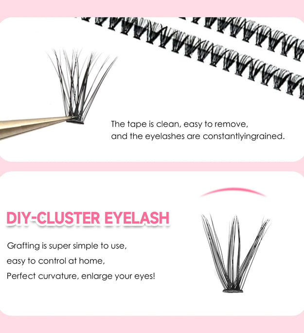 DIY Lashes Extension Kit Eyelashes 200 PCS Clusters Lash Bond and Seal Makeup Tools for Gluing  Lashes Gluing Glue  Accessories