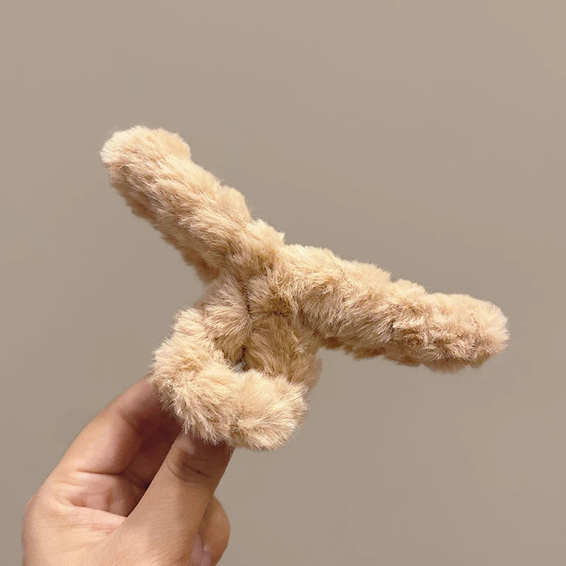 Molans Large Plush Hair Claw Shark Clip Simple Barrettes Crab Hair Clips For Women Hairgrips Autumn Winter Hair Accessories