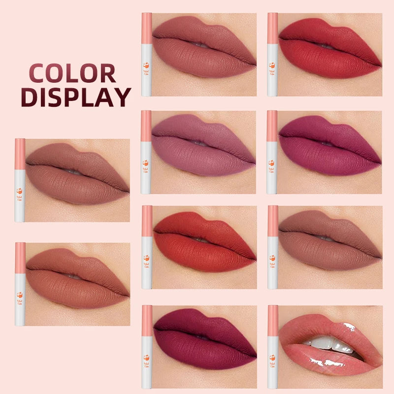 10 Colors Matte Lip Gloss Kit Cigarette Smoke Tube Lipstick 24 Hour Lasting Lip Tint Stain Set Waterproof Glossy Lip Oil Make Up