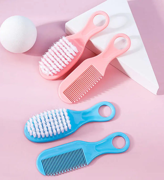 2Pcs/Set Baby Hairbrush Comb Portable Newborn Infant Toddlers Soft Hair Brush Head Massager Comb Set Baby Kid Hair Care Supplies