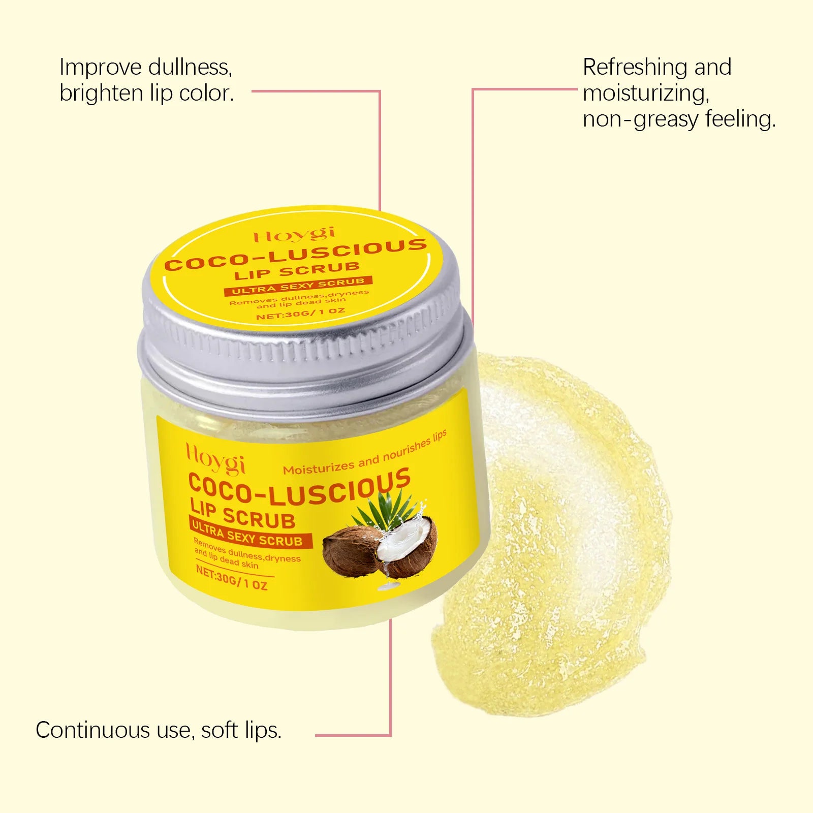 HOYGI Turmeric Lip Scrub Exfoliator Moisturizing Repair Lips Mask Softening Remove Dead Skin Coconut Oil Dry Lip Care Scrub Balm