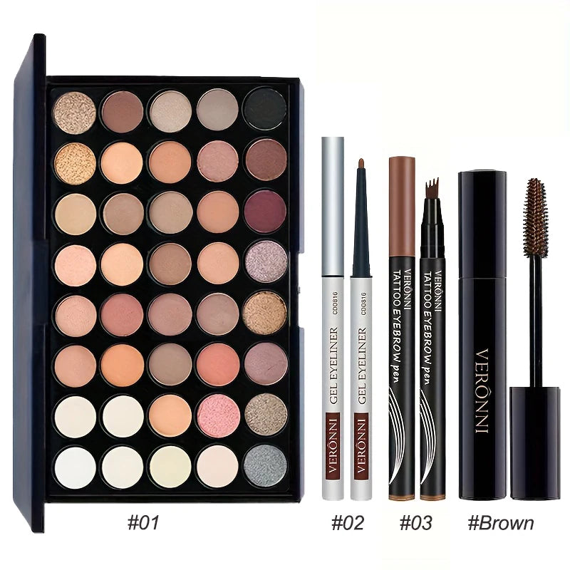 Eye Set with 40 Eyeshadows, Mascara, Eyeliner, And Eyebrow Pencil, Perfect for Mother'S Day Gifts,Christmas & Birthday Gift