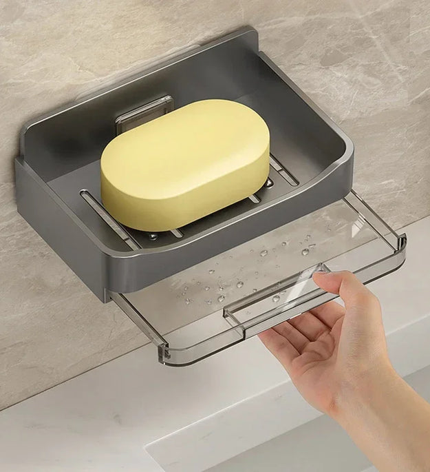 Bathroom Soap Holder Free-Punching Wall Mounted Soap Sponge Holder Organizer Double Drainage Soap Dish Bathroom Accessories