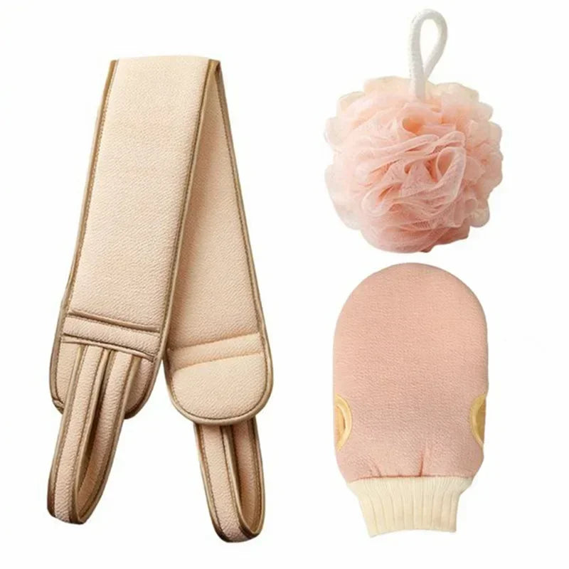 2/3Pcs Body Cleaning Washcloth Soft Brush Home Hotel Bathroom Shower Ball Back Scrubber Set Exfoliating Skin Towel Bath Gloves