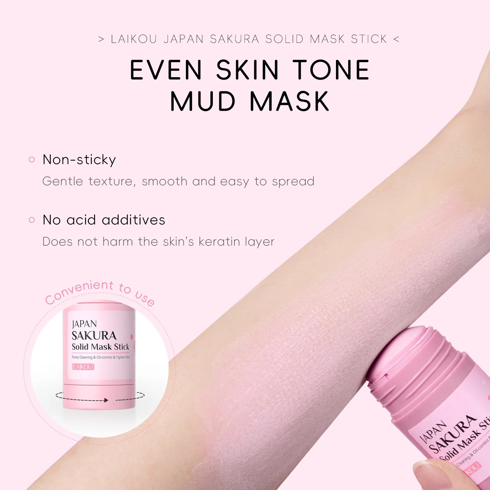 LAlKOU Sakura Solid Mud Face Mask Stick Reduces Blackhead Pores Oil Control Moisturizing Deep Cleanser Facial Face Mask 45g