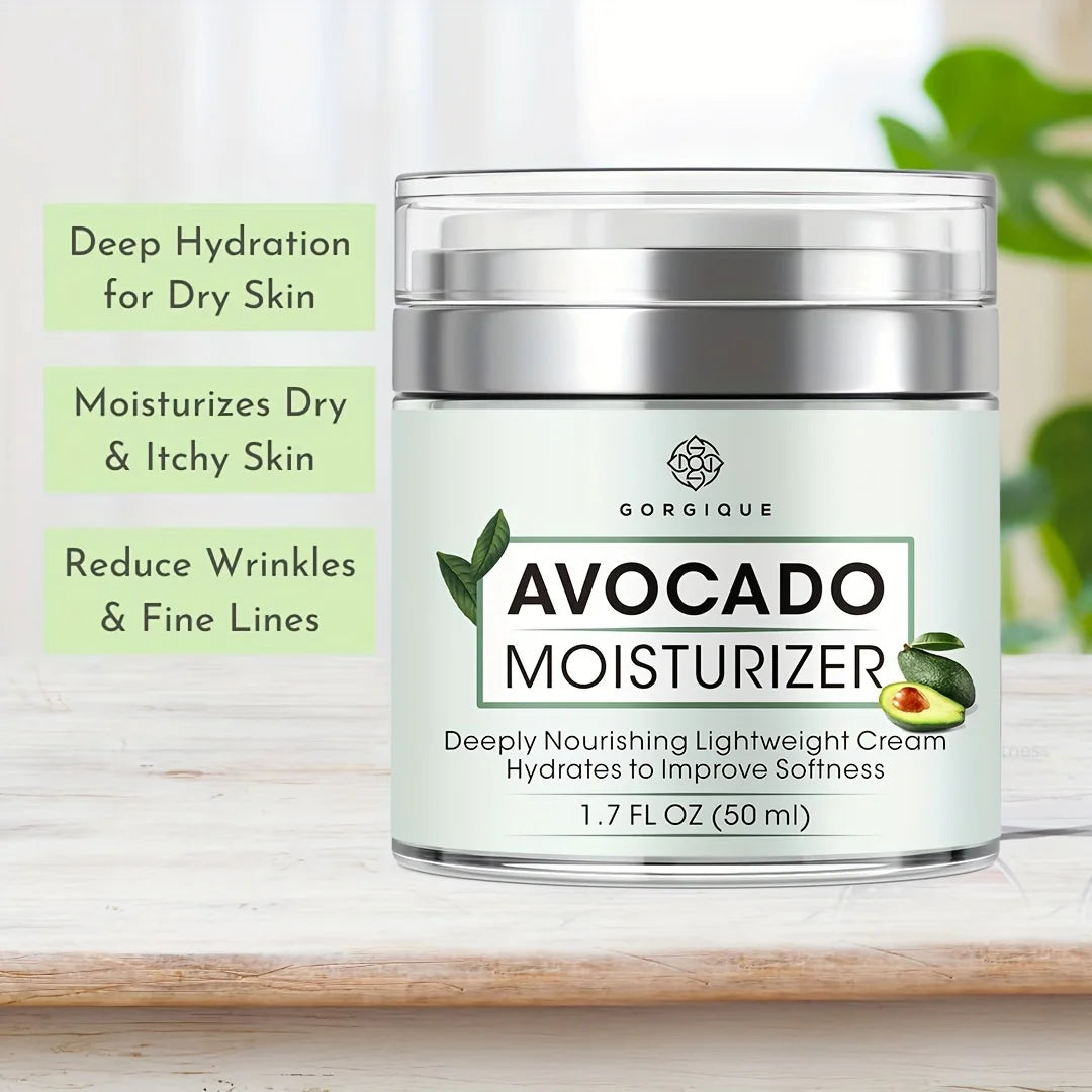 Glow Boosting Avocado Moisturizer for Face Neck Decollete Super Moisturizing Facial Lightweight Cream