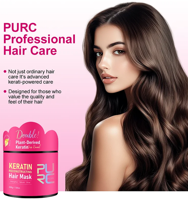 PURC Keratin Repairing Hair Mask Smoothing Softness Reduces Dryness Frizz Collagen Nourish Hair Conditioner 200g