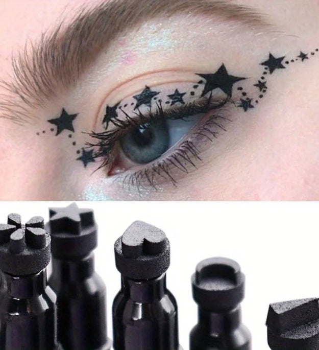 Star Liquid Eyeliner Black Moon Stamp Eye Liner Pencil 2 in 1 Waterproof Long-lasting Easy Applying Eye Eyeliner Pen Makeup