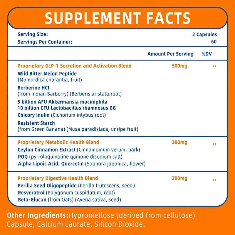 GLP-1 Supplement - Promote Metabolism, Enhance Intestinal Health, Control Appetite, Improve Immune Function, Anti-oxidationSuppl