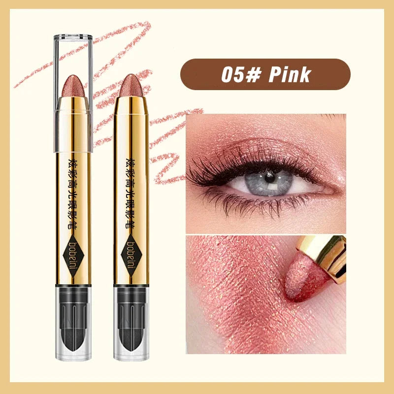 6 Colors Double-Ended Eyeshadow Stick – Waterproof, Long-Lasting, Matte & Glitter, Contour, Highlight, Certified, Unisex