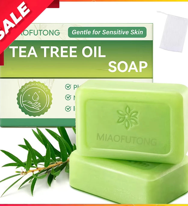 Tea Tree Soap, Soap Bar with Tea Tree Oil, Natural Soaps for Body Skin Cleaning,Gentle Exfoliating Bar Soap