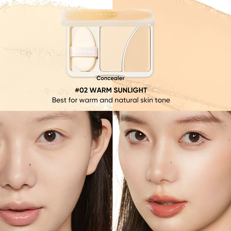 Judydoll Dual-Texture Highlighter Palette, Matte Powder & Cream Highlighter, Face Brightening for Glowing, Radiant Makeup Looks