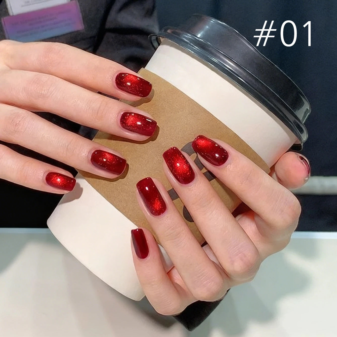 12ML 1-21PCS Winter And Autumn Whitening Red Glass Bead Cat Eye Magnet Gel Nail Polish Christmas Nails Nail Set Nail Art