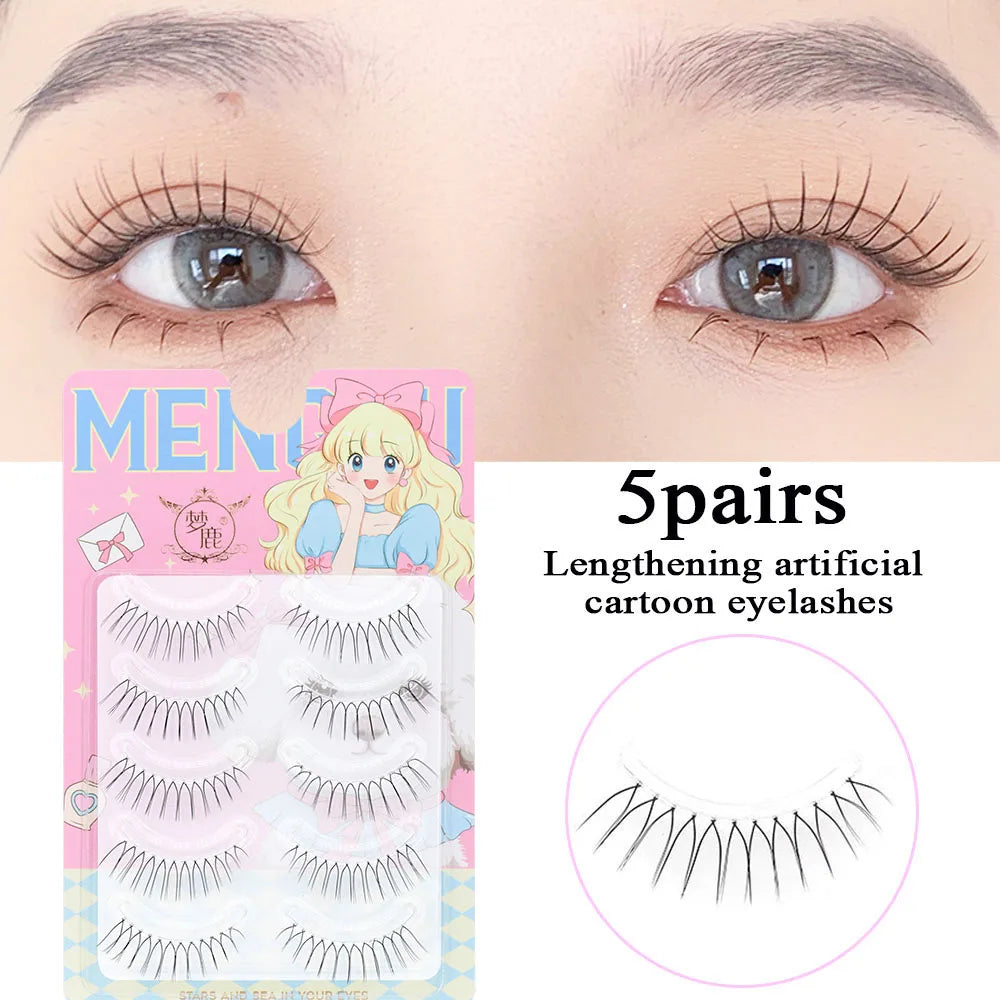 Individual Noglue Fake Eyelashes Artificial Magnetic Idol Lashes Girl Group Eye Nature Lash Extension Cosplay Cosmetics Anime