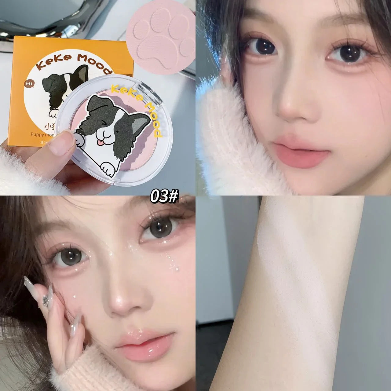 Cute Claw Monochrome Highlights Powder Face Matte White Pink Blusher Brightening Setting Powder Concealer Compact Makeup Palette