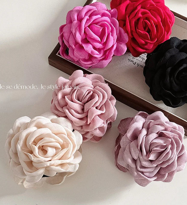 Solid Color Fabric Wers Large Claws For Women New Sweet Shark Clip French Wer Haripins Elegant Hair Accessories