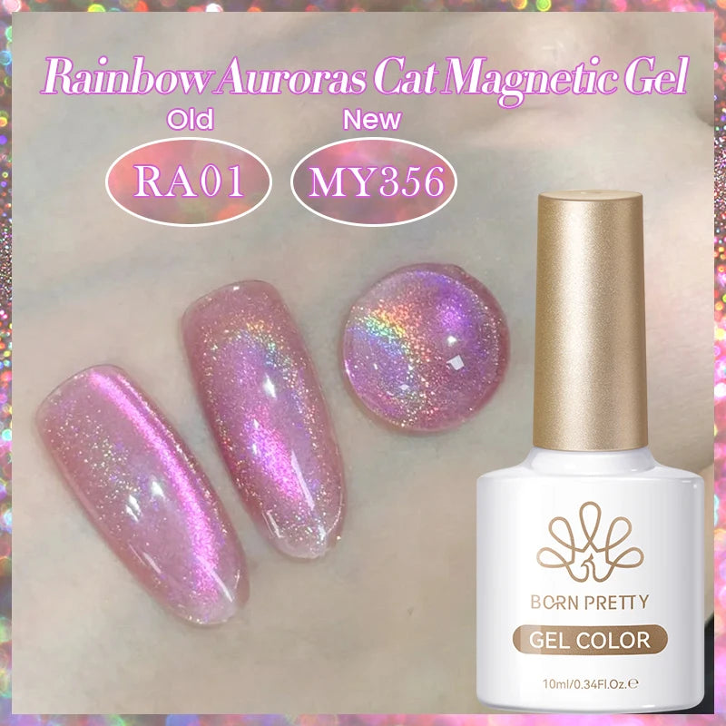 BORN PRETTY 10ml Cat Magnetic Gel Sparkling Ultra Gold Glitter Soak Off UV LED Gel Nail Art Varnish Manicure Valentine's Day