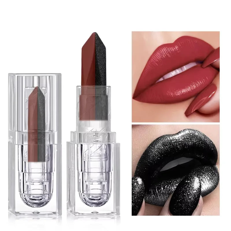 Soft Matte Two Tone 2-in-1 Lipstick Smooth Matte Lip Gloss Bright Color Long lasting Sexy Women's Cosmetics