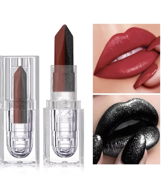 Soft Matte Two Tone 2-in-1 Lipstick Smooth Matte Lip Gloss Bright Color Long lasting Sexy Women's Cosmetics