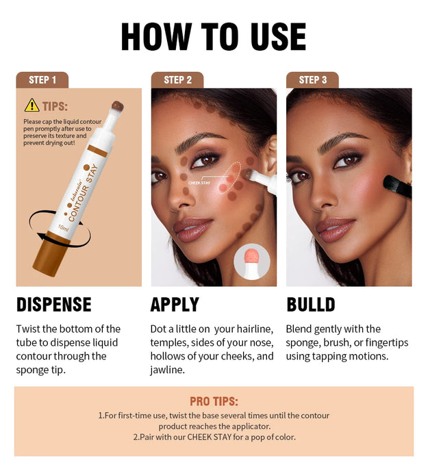 6 Colors Liquid Contour Long Wear Bronzer Cream Contour Makeup Long Lasting Nourishing Hydrating Face Contour 6 Colors