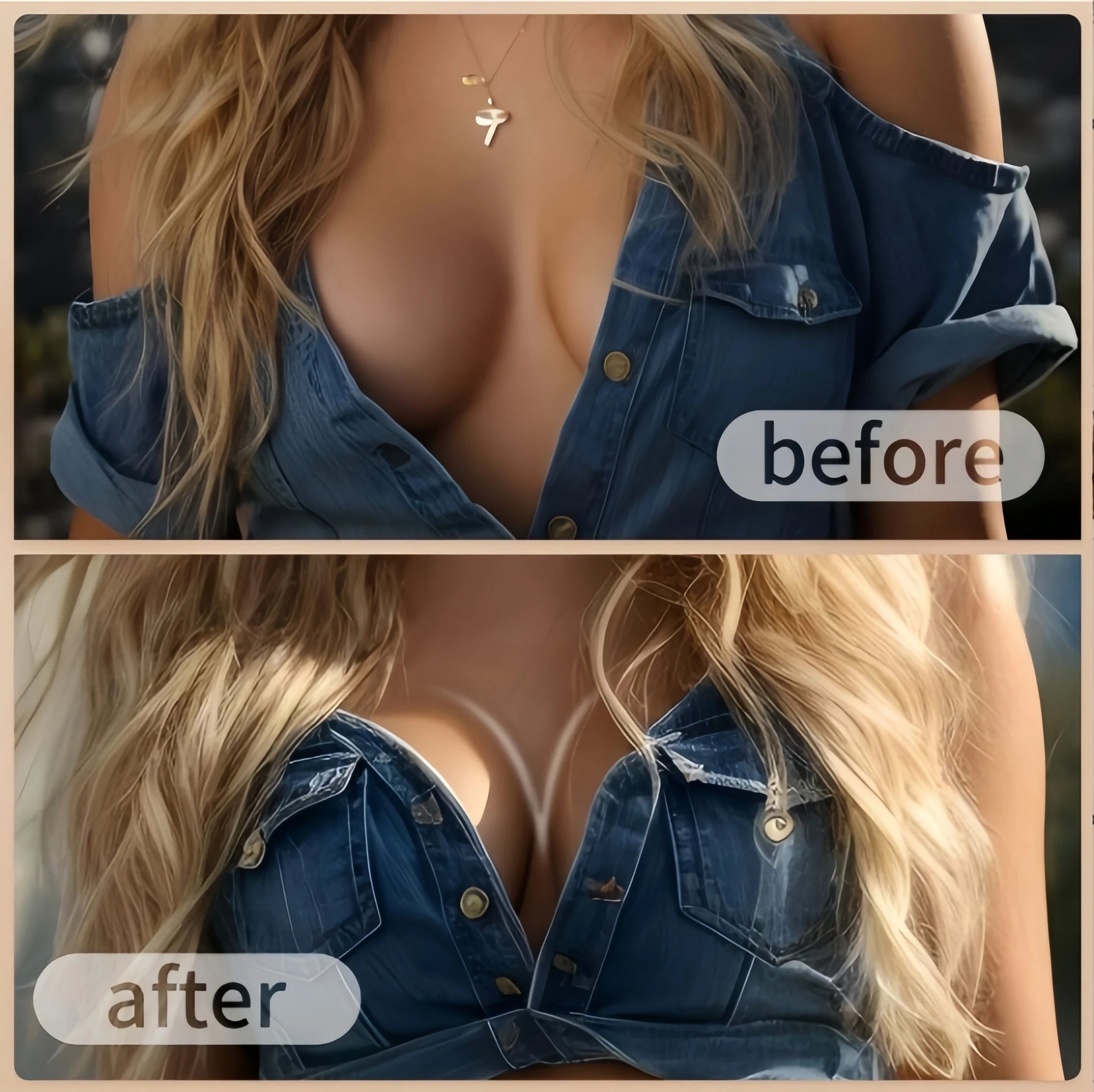 Breast patches for women's wedding dresses, deep V-dresses, gathered together, with anti sagging support