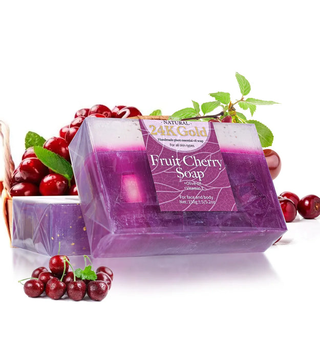 Fruit Cherry Aroma 150gYT Essential Oil Soap With Added 24K Gold Leaf Handmade Soap For Facial Cleansing