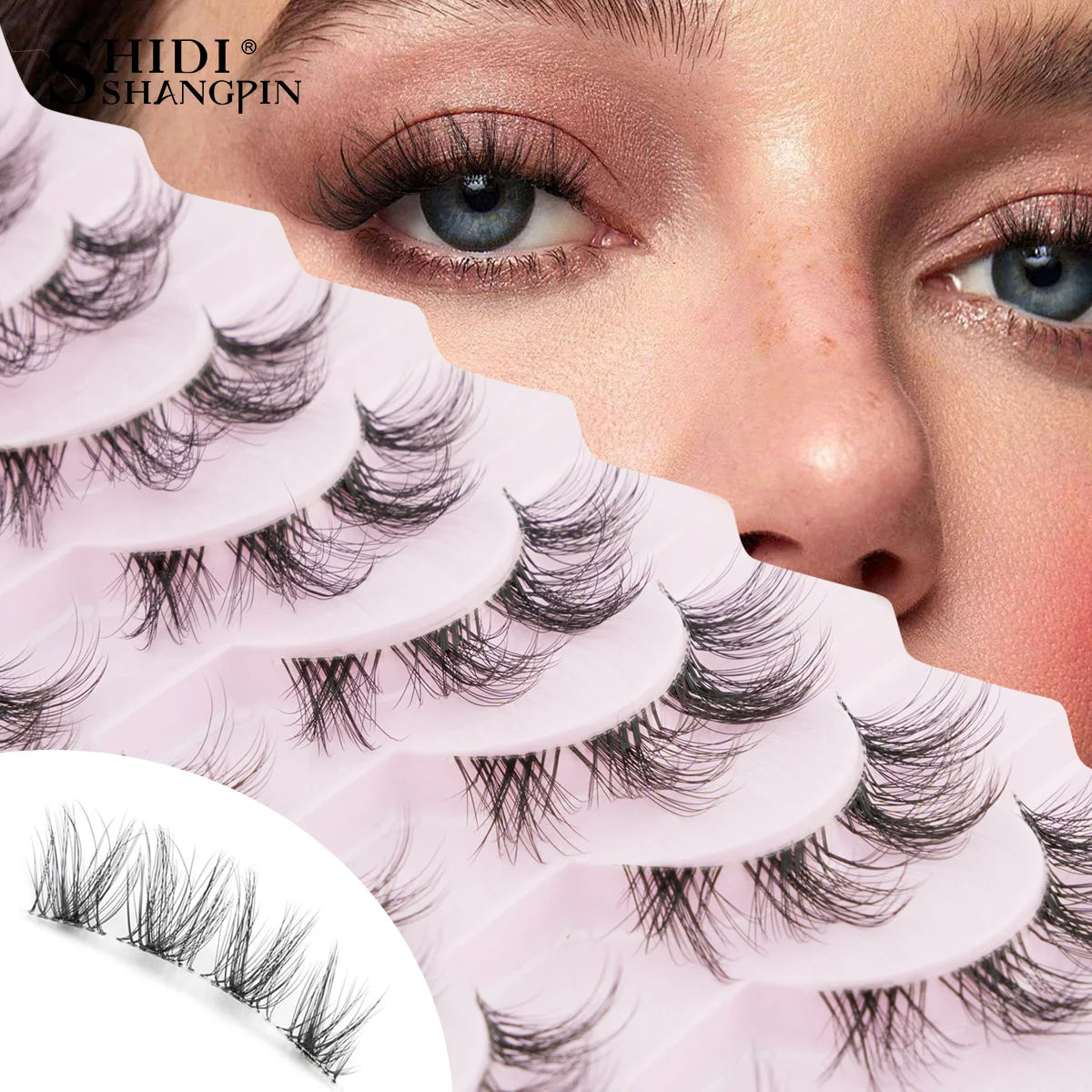 3/10 pairs Natural Lashes Mink Fluffy False Eyelashes Make up Tools Wispy Half Eyelashes 3D Cat Eye Eyelash Extensions Faux Cils