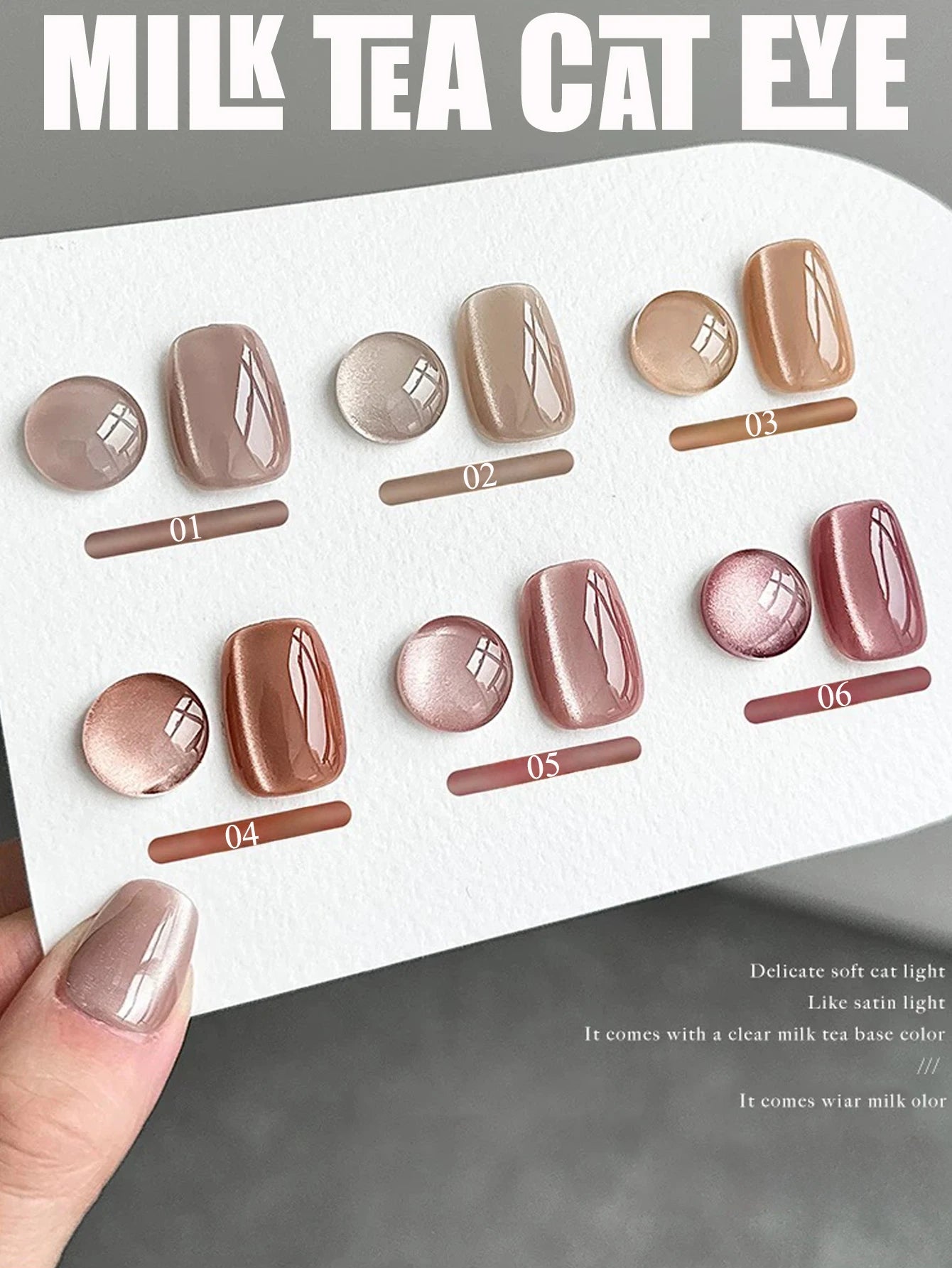 WS Black Glass Cat Magnetic Gel Nail Polish Punk Style Nail Art Manicure Varnis Semi Permanent Gel for Winter Nail Supplies