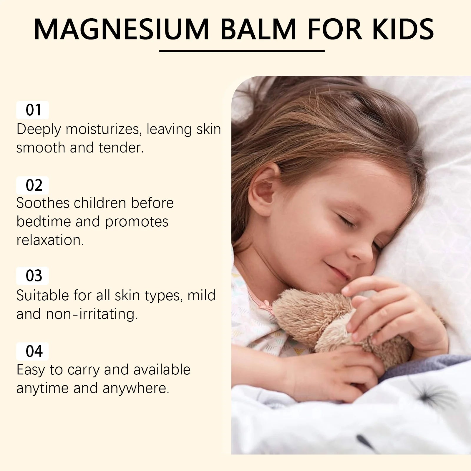 Magnesium Kids Cream Better Sleep Nourishing Moisturizing Lasting Fragrance Soothing Refreshing Relax Body Mind Magnesium Balm