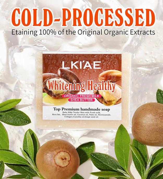 Organic Fresh Milk Whitening Soap Bar, Lighten, Improve Skin Elasticity, Handmade Soap For Face, Body and Hands, 150g/5.3 oz