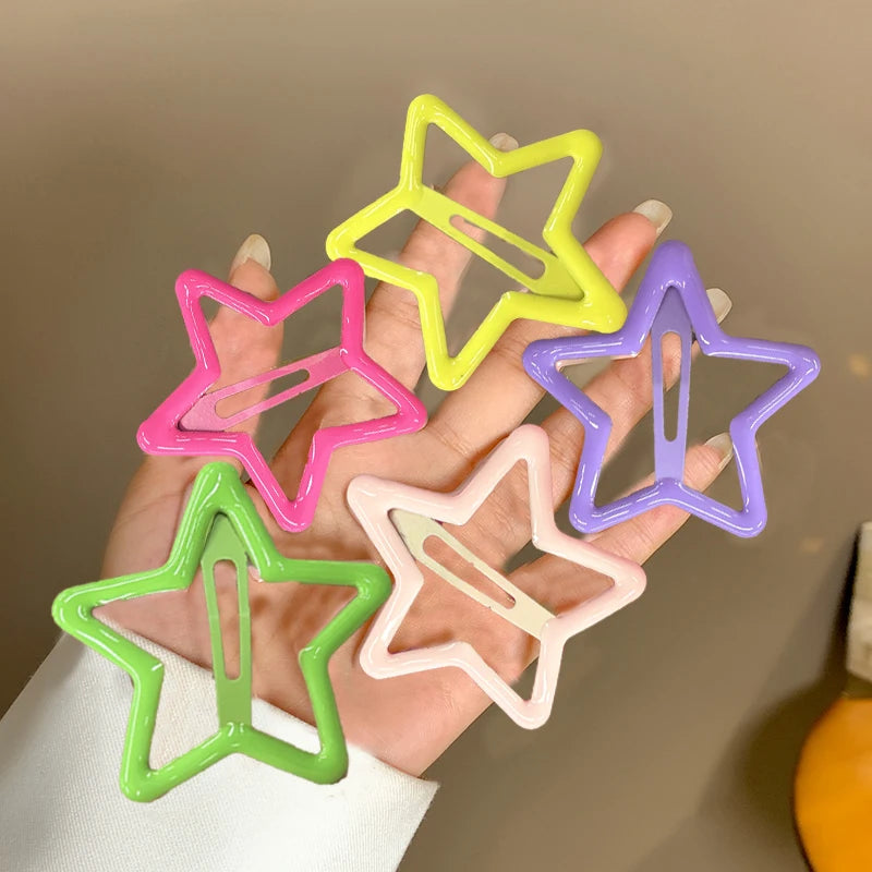 AWAYTR 5 Pcs Hollowed Star Hair Clips Star Snap Hairpins Sweet Headpiece Hair Barrettes Hair Accessories for Girls Dropship