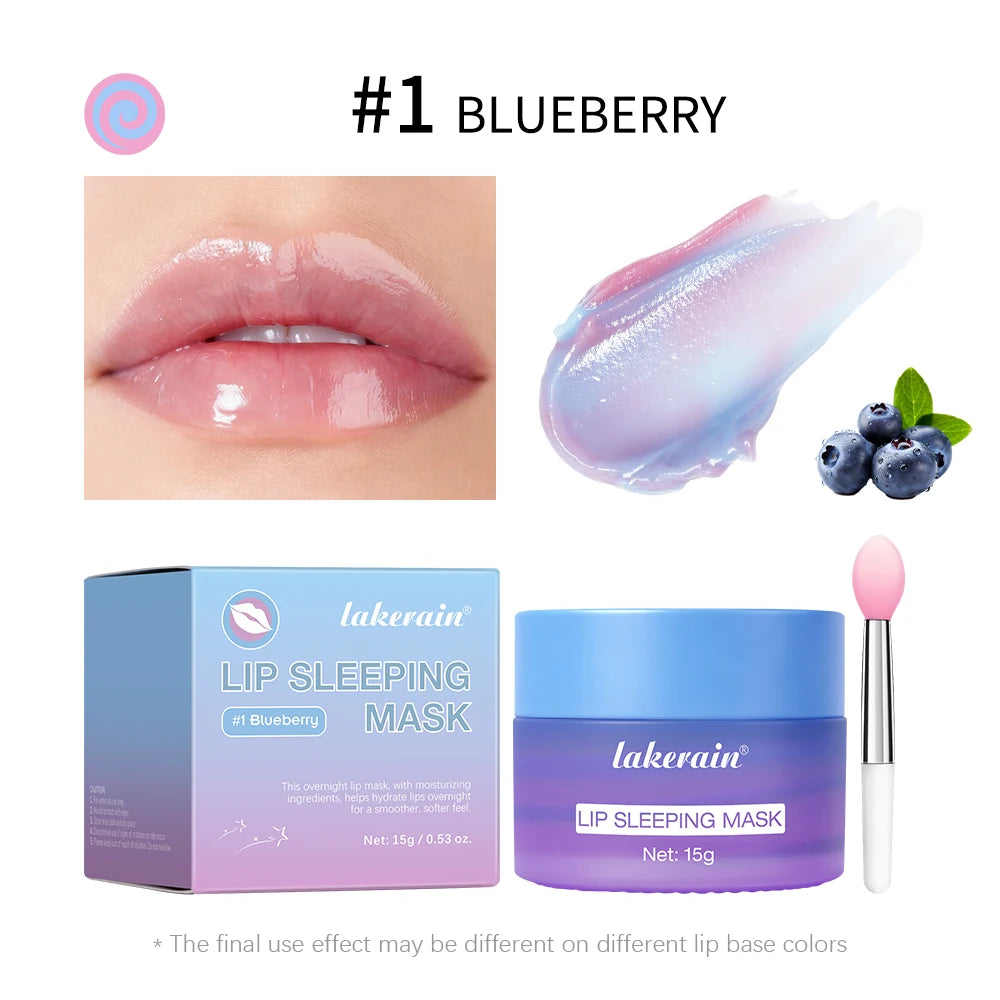 Blueberry Overnight Lip Sleeping Mask Dual Color Hydrates Dry Cracked Skin Reduces Fine Lines Moisturizing Nourishment Care
