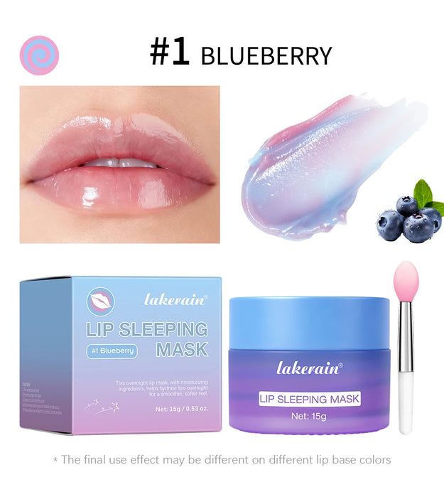 Blueberry Overnight Lip Sleeping Mask Dual Color Hydrates Dry Cracked Skin Reduces Fine Lines Moisturizing Nourishment Care