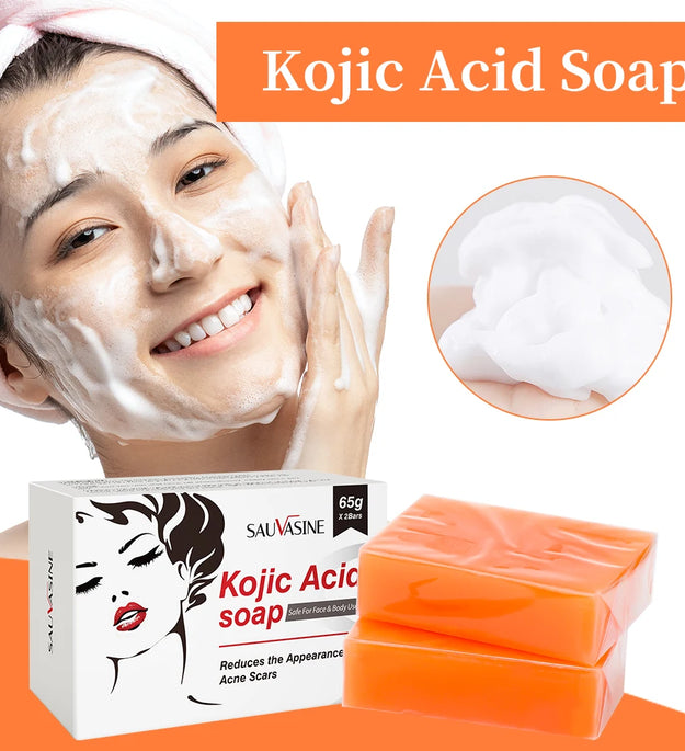 2Pcs Handmade Kojic Acid Soap Natural Mild Non-irritating Brightening Skin Exfoliator Body Face Cleansing Whitening Soap