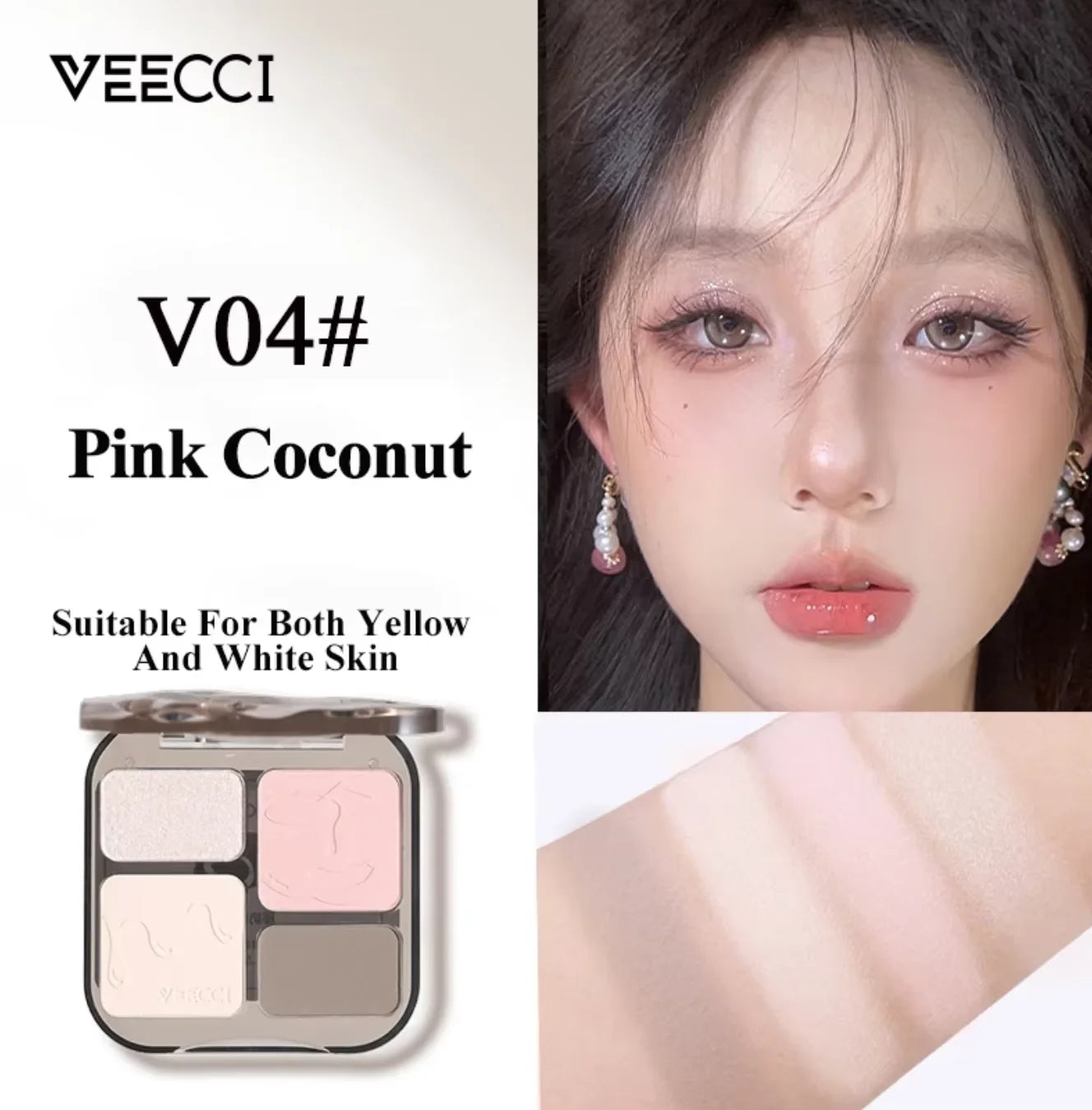 VEECCI 4 Color Contour Palette Powder Matte Shimmer Bronzer Highlighter Brighten  Nude Tones Longlasting Facial  Makeup