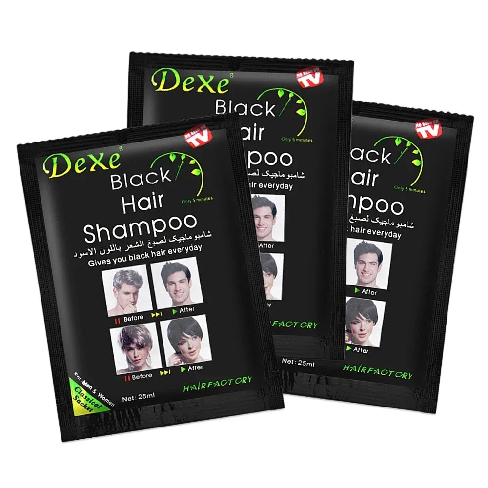 10 Pcs Dexe Fast Black Hair Shampoo 5 Mins Fast Become Black Hair Dye Herb Natural Hair Care Restore Colorant Shampoo Hair Care - BlissFully