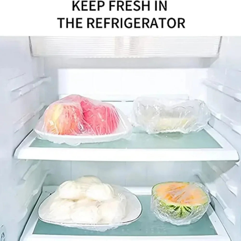 Disposable Shower Cap Food Cover for Food Preservation Stretchable Elastic Durable Plastic Wrap Convenient Plastic Wrap 100/200