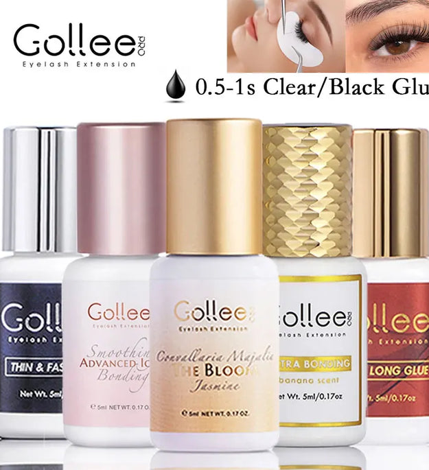 Gollee 1s Dry Eyelashes Adhesive Mixed Floral Fragrance Eyelash Extension Glue with Bonder Glue Lash Accelerator Waterproof Bond