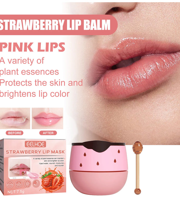 7.5g Lip Sleep Mask Night Sleep Maintenance Moisturizing Lip Gloss Bleach Cream Nourishing Lip Care Strawberry Honey